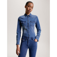 Camicia in denim Tommy Hilfiger Equestrian stretch Woodside da donna Patrimonio Blu Camicia in denim Tommy Hilfiger Equestrian stretch Woodside da donna Patrimonio Blu