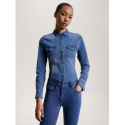 Camicia in denim Tommy Hilfiger Equestrian stretch Woodside da donna Patrimonio Blu Camicia in denim Tommy Hilfiger Equestrian stretch Woodside da donna Patrimonio Blu