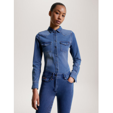 Camicia in denim Tommy Hilfiger Equestrian stretch Woodside da donna Patrimonio Blu Camicia in denim Tommy Hilfiger Equestrian stretch Woodside da donna Patrimonio Blu
