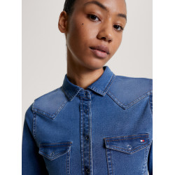 Camicia in denim Tommy Hilfiger Equestrian stretch Woodside da donna Patrimonio Blu Camicia in denim Tommy Hilfiger Equestrian stretch Woodside da donna Patrimonio Blu