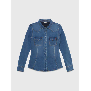 Camicia in denim Tommy Hilfiger Equestrian stretch Woodside da donna Patrimonio Blu Camicia in denim Tommy Hilfiger Equestrian stretch Woodside da donna Patrimonio Blu
