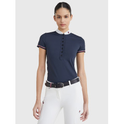 Polo da concorso Tommy Hilfiger Equestrian a maniche corte da donna Cielo del deserto Blu Polo da concorso Tommy Hilfiger Equestrian a maniche corte da donna Cielo del deserto Blu