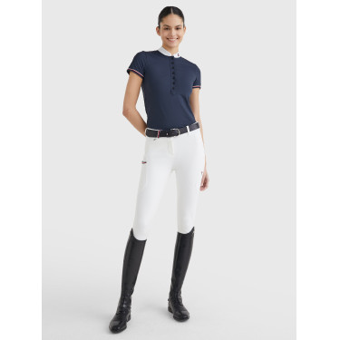 Polo da concorso Tommy Hilfiger Equestrian a maniche corte da donna Cielo del deserto Blu Polo da concorso Tommy Hilfiger Equestrian a maniche corte da donna Cielo del deserto Blu