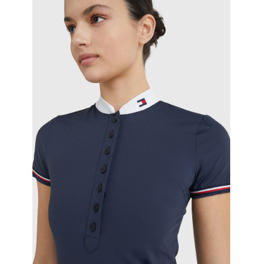 Polo da concorso Tommy Hilfiger Equestrian a maniche corte da donna Cielo del deserto Blu Polo da concorso Tommy Hilfiger Equestrian a maniche corte da donna Cielo del deserto Blu