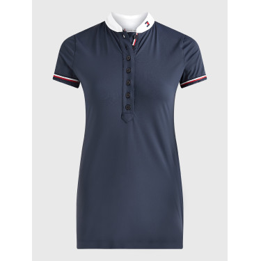 Polo da concorso Tommy Hilfiger Equestrian a maniche corte da donna Cielo del deserto Blu Polo da concorso Tommy Hilfiger Equestrian a maniche corte da donna Cielo del deserto Blu