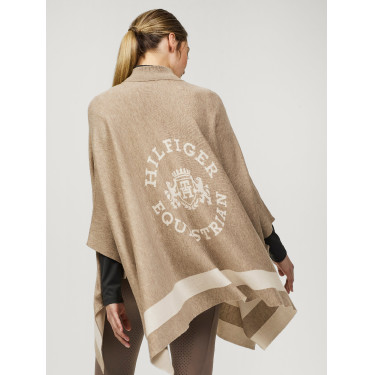 Poncho lavorato a maglia a righe Tommy Hilfiger Equestrian con chiusura Talpa Marrone Poncho lavorato a maglia a righe Tommy Hilfiger Equestrian con chiusura Talpa Marrone