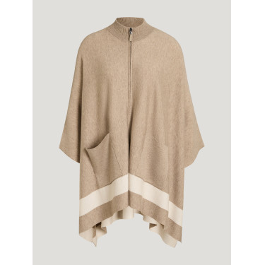 Poncho lavorato a maglia a righe Tommy Hilfiger Equestrian con chiusura Talpa Marrone Poncho lavorato a maglia a righe Tommy Hilfiger Equestrian con chiusura Talpa Marrone