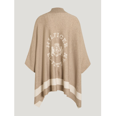 Poncho lavorato a maglia a righe Tommy Hilfiger Equestrian con chiusura Talpa Marrone Poncho lavorato a maglia a righe Tommy Hilfiger Equestrian con chiusura Talpa Marrone