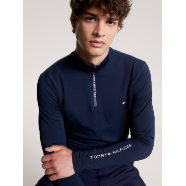 Maglia termica Tommy Hilfiger Equestrian da uomo con zip a 1/4 a maniche lunghe Cielo del deserto Blu Maglia termica Tommy Hilfiger Equestrian da uomo con zip a 1/4 a maniche lunghe Cielo del deserto Blu