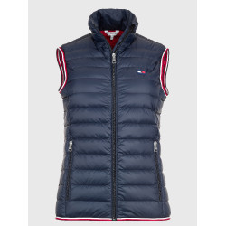 Gilet smanicato da donna Tommy Hilfiger Equestrian leggero in piumino riciclato Cielo del deserto Blu Gilet smanicato da donna Tommy Hilfiger Equestrian leggero in piumino riciclato Cielo del deserto Blu