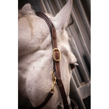 Capestro in cuoio con 3 moschettoni Paddock Sports Avana Marrone