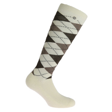 Calze Equithème Argyle donna Ecru / talpa Bianco