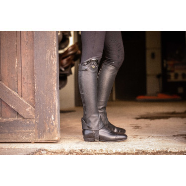 Mini-chaps Pénélope Prisca in cuoio Nero