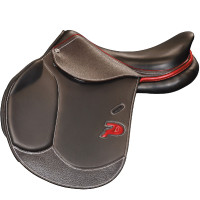 Selle doublée Saumur personnalisée Privilege Equitation Marron / bleu électrique