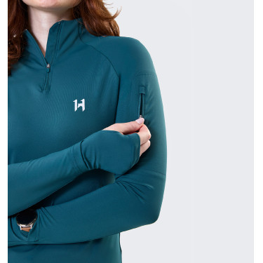 Polo 1/4 zip Horseware invernale Strive donna Verde dinastia