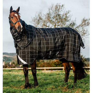 Coperta Horseware Rhino Turnout Bundle liner 0 g e 200 g Quadri nero / nero e bianco