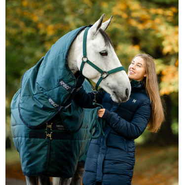 Coperta da scuderia Horseware Amigo Ripstop Insulator 50g Verde dinastia / blu marine / argento