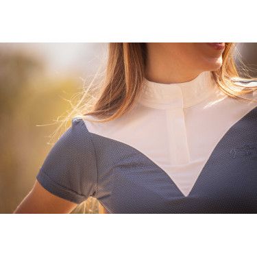 Polo da concorso Pénélope Las Honey maniche corte Mare di Bering Blu