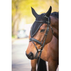 Cuffia lunga per cavalli Pénélope con strass Nero