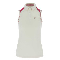 Polo piqué Equithème da donna senza maniche Ecru Beige