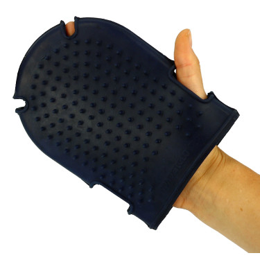 Guanto con spazzola + striglia Blu navy