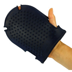 Guanto con spazzola + striglia Blu navy