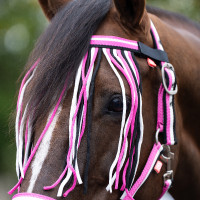 Capestro e lunghina anti-mosche in nylon Imperial Riding Rosa neon