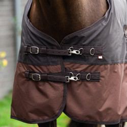 Coperta da esterno Imperial Riding Customized 400 g con collo Marrone scuro / marrone chiaro