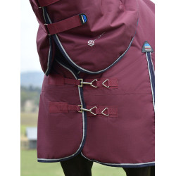 Coperta ComFiTec Essential Turnout Weatherbeeta 220 g con collo staccabile Bordeaux / blu navy