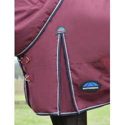 Coperta ComFiTec Essential Turnout Weatherbeeta 220 g con collo staccabile Bordeaux / blu navy