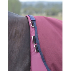 Coperta ComFiTec Essential Turnout Weatherbeeta 50 g con collo staccabile Bordeaux / blu navy