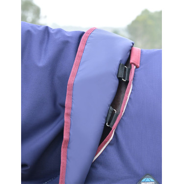 Coperta ComFiTec Essential Turnout Weatherbeeta 50 g con collo staccabile Marino / bordeaux Blu
