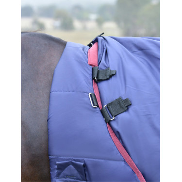 Coperta ComFiTec Essential Turnout Weatherbeeta 50 g con collo staccabile Marino / bordeaux Blu