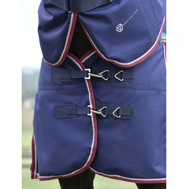 Coperta ComFiTec Essential Turnout Weatherbeeta 50 g con collo staccabile Marino / bordeaux Blu