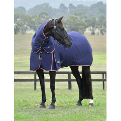 Coperta ComFiTec Essential Turnout Weatherbeeta 50 g con collo staccabile Marino / bordeaux Blu