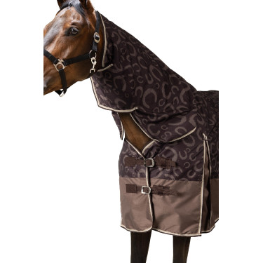 Coperta leggera da esterno Glasgow con copricollo Horze Prugna al cioccolato