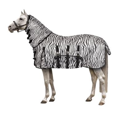 Coperta antimosche da pony con copricollo Horze Defender Zebra Motivi