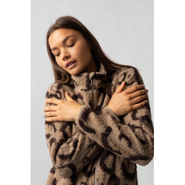 Giacca in pile da donna Horze Ariana Stampa marrone