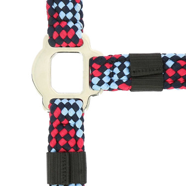 Capestro + lunghina Equitheme Intrecciato Fucsia / azzurro / blu navy Rosa