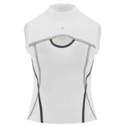 Polo Equithème Puebla senza maniche Bianco / grigio