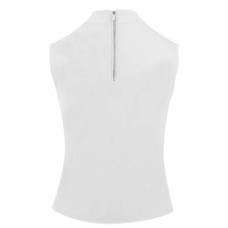 Polo Equithème Puebla senza maniche Bianco / grigio