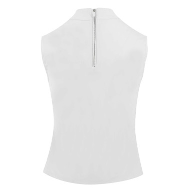 Polo Equithème Puebla senza maniche Bianco / grigio