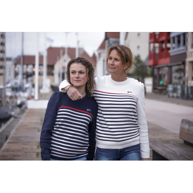 Maglione Pénélope x Saint James Maelle Ecru / blu navy / rosso Motivi