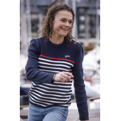 Maglione Pénélope x Saint James Maelle Blu navy / écru / rosso Motivi Maglione Pénélope x Saint James Maelle Blu navy / écru / rosso Motivi