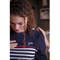 Maglione Pénélope x Saint James Maelle Blu navy / écru / rosso Motivi Maglione Pénélope x Saint James Maelle Blu navy / écru / rosso Motivi