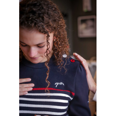 Maglione Pénélope x Saint James Maelle Blu navy / écru / rosso Motivi Maglione Pénélope x Saint James Maelle Blu navy / écru / rosso Motivi