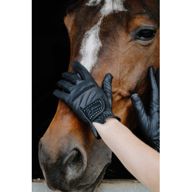 Guanti Je t'aime Equithème Strass Nero
