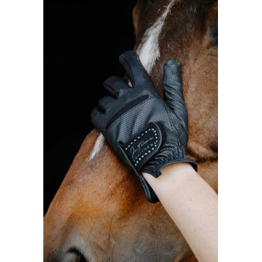 Guanti Je t'aime Equithème Strass Nero