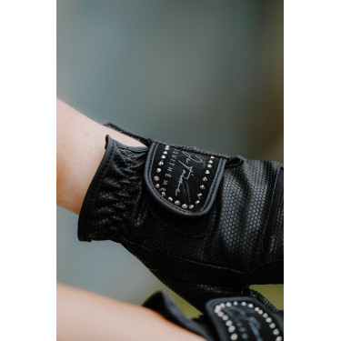 Guanti Je t'aime Equithème Strass Nero