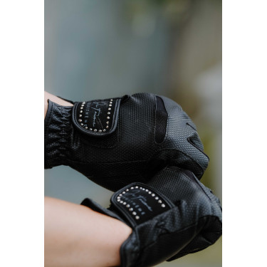 Guanti Je t'aime Equithème Strass Nero